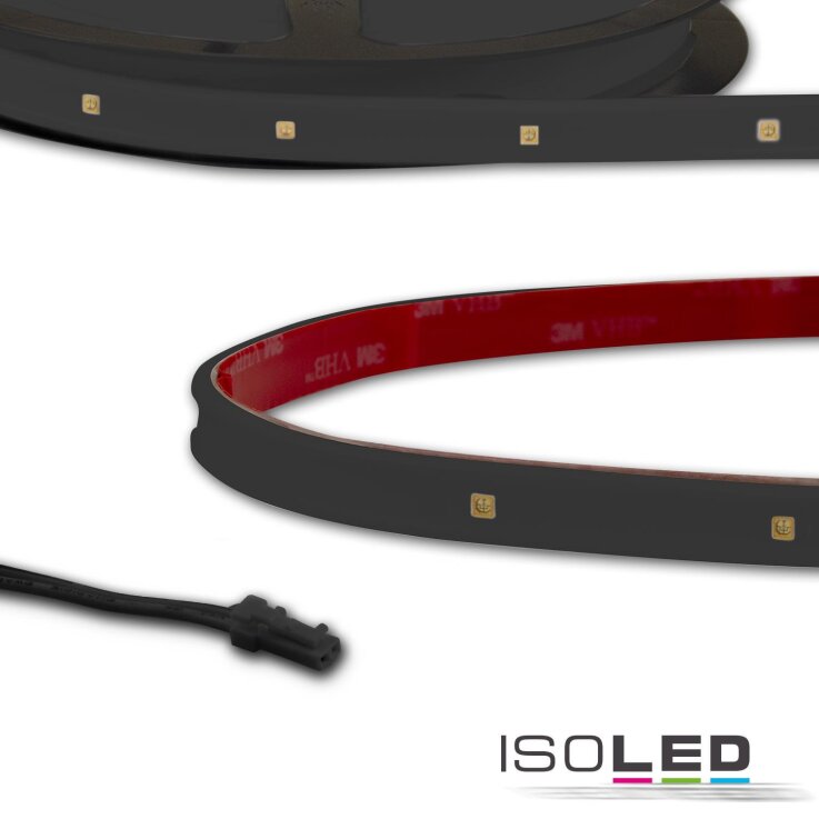 LED UV-C MiniAMP Flexband 270nm, 12V DC, 6W, IP54, 116cm, schwarz, einseitig Kabel mit male-Stecker