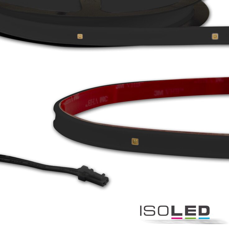 LED UV-C MiniAMP Flexband 270nm, 12V DC, 6W, IP54, 58cm, schwarz, einseitig Kabel mit male-Stecker
