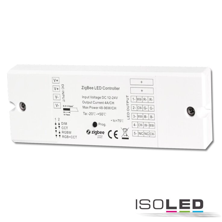 ZigBee 3.0 PWM-Dimmer für LED Flexbänder/Spots, 5 Kanal, 12-24V DC 5x4A