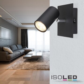 Wandleuchte schwarz, mit Schalter, 1xGU10 Fassung, exkl....