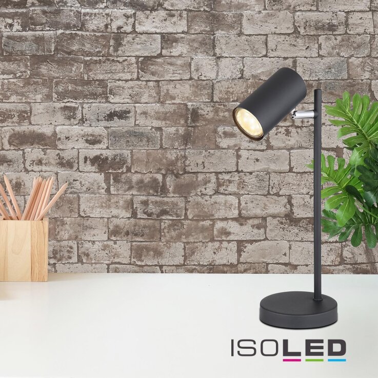 Tischleuchte schwarz, mit Schalter, 1xGU10 Fassung, exkl. Leuchtmittel