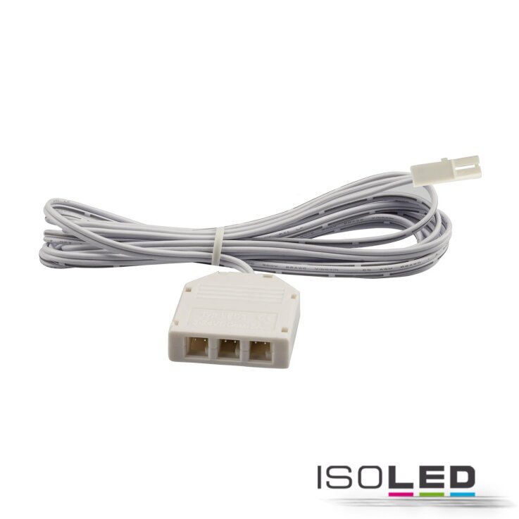 MiniAMP 3-fach Verteiler (1 male-Stecker an 3 female-Buchsen), 30cm, 2-polig, weiß, max. 3,5A