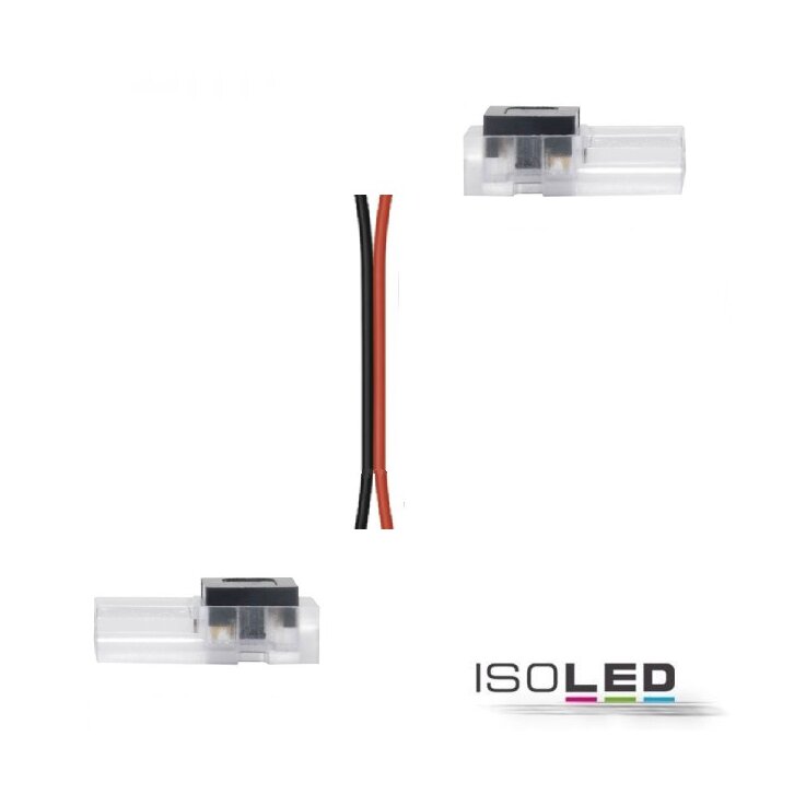 Clip-Verbinder mit Kabel (max. 5A) für 2-pol. IP20 Flexstripes mit Breite 10mm, Pitch-Abstand >7mm