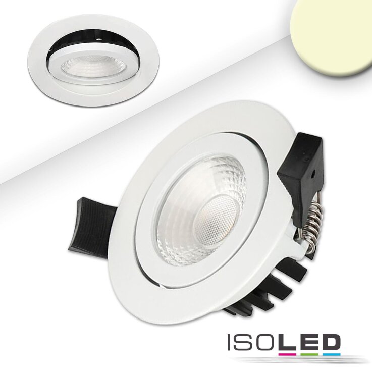 LED Einbaustrahler, weiß, 8W, 60°, rund, warmweiß, IP65, dimmbar