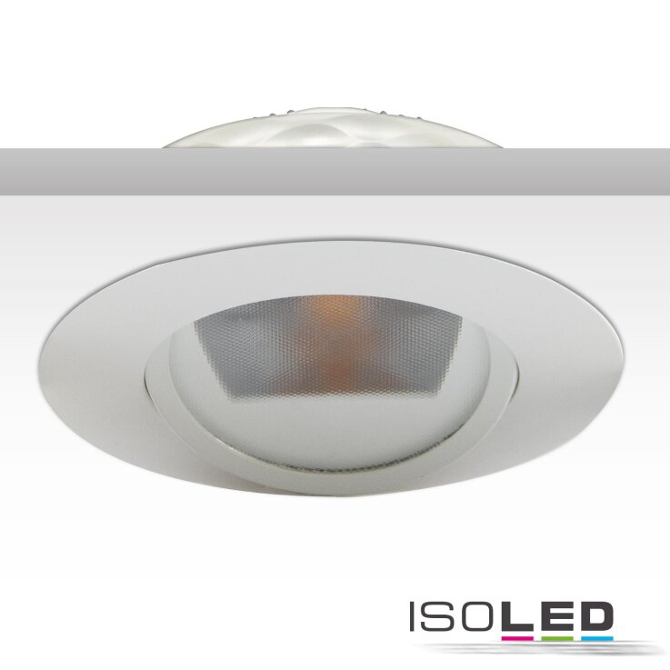 LED Einbaustrahler asymmetrisch COB, weiß, 8W, 50°, IP44, rund, neutralweiß, dimmbar