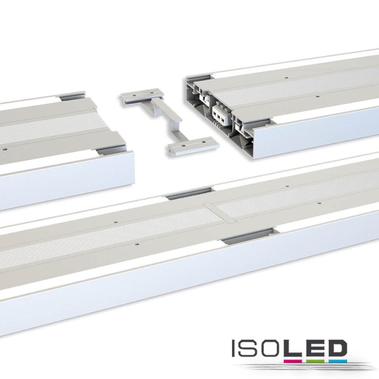 LED Hängeleuchte Raster Up+Down, 30+30W, anreihbar, UGR<6, silber, 4000K, 1-10V dimmbar