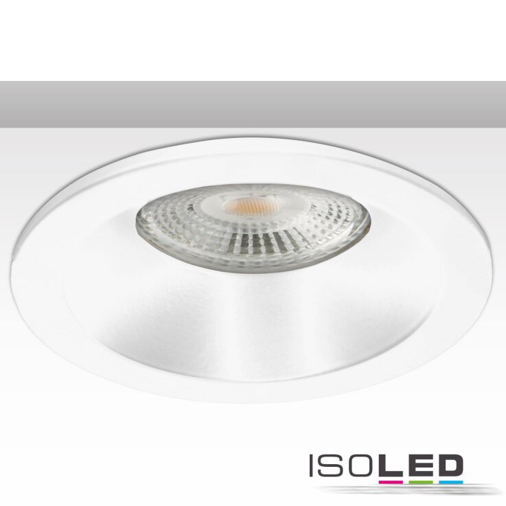 ISOLED Einbaurahmen rückversetzt rund für GU10/MR16 weiß, mit Glaslinse