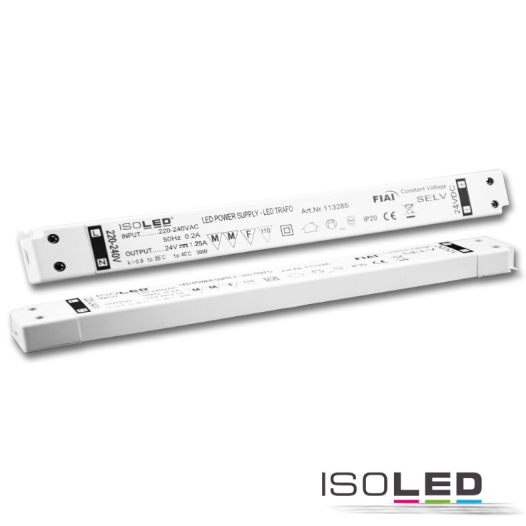LED Trafo 24V/DC, 0-30W, slim, SELV