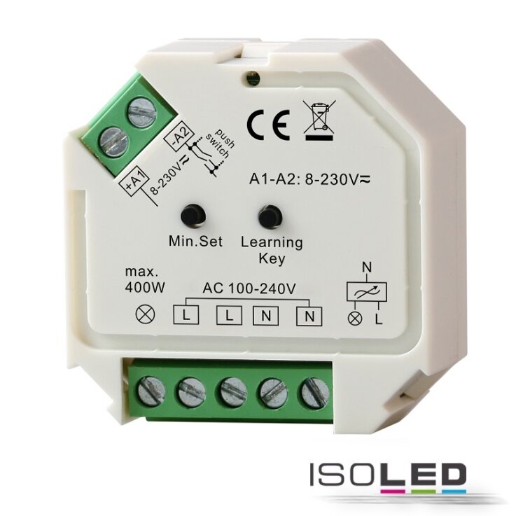 Sys-One Funk/Push Dimmer für dimmbare 230V LED Leuchtmittel/Trafos, 400VA