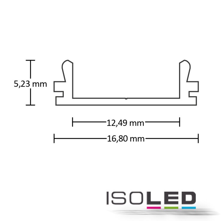 LED Aufbauprofil SURF12 BORDERLESS FLAT Aluminium eloxiert, 200cm