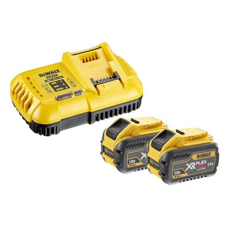 DEWALT 54 Volt / 162 Wh XR FLEXVOLT Akku-Starter-Set, inklusive 2 x Akku und 1 x Schnellladegerät DCB118-QW
