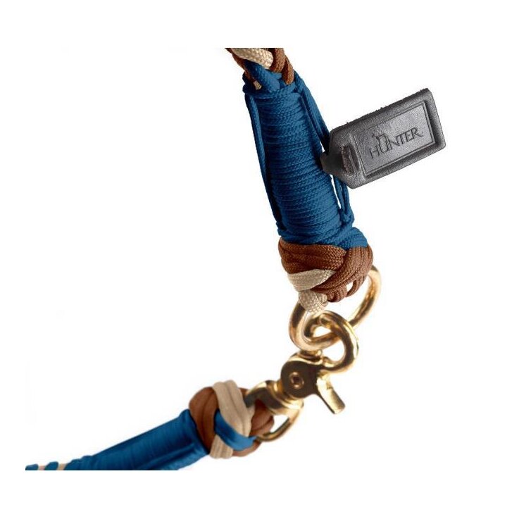 HUNTER Hundehalsband S-M, B: 1,4 cm, Halsumfang: 40 cm, blau/beige