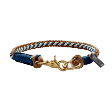HUNTER Hundehalsband S-M, B: 1,4 cm, Halsumfang: 40 cm, blau/beige