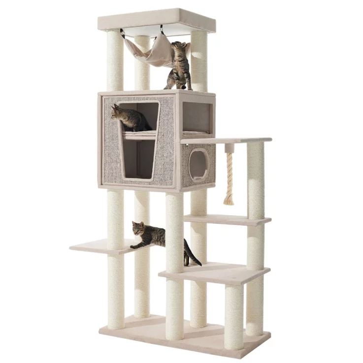 NOBBY Kratzbaum "KASIL", cream Leinenoptik, 203 cm