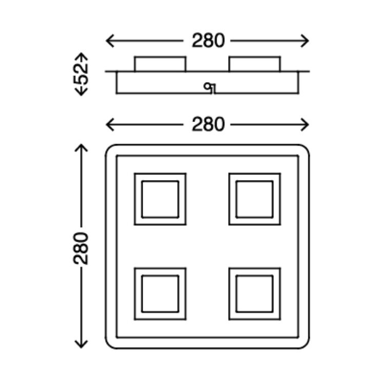 LED Deckenleuchte 4-flammig Metall-Kunststoff / alu-chrom 3532-041
