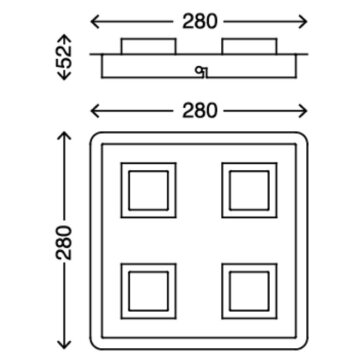 LED Deckenleuchte 4-flammig Metall-Kunststoff / alu-chrom...
