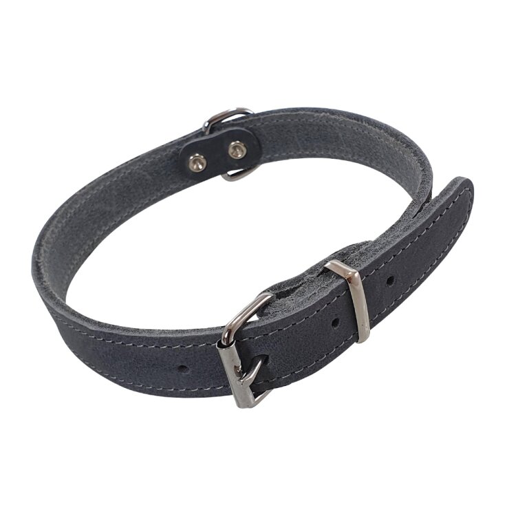 NOBBY Lederhalsband "Tabil", grau, M, 47 cm (38-44 cm), 18 mm