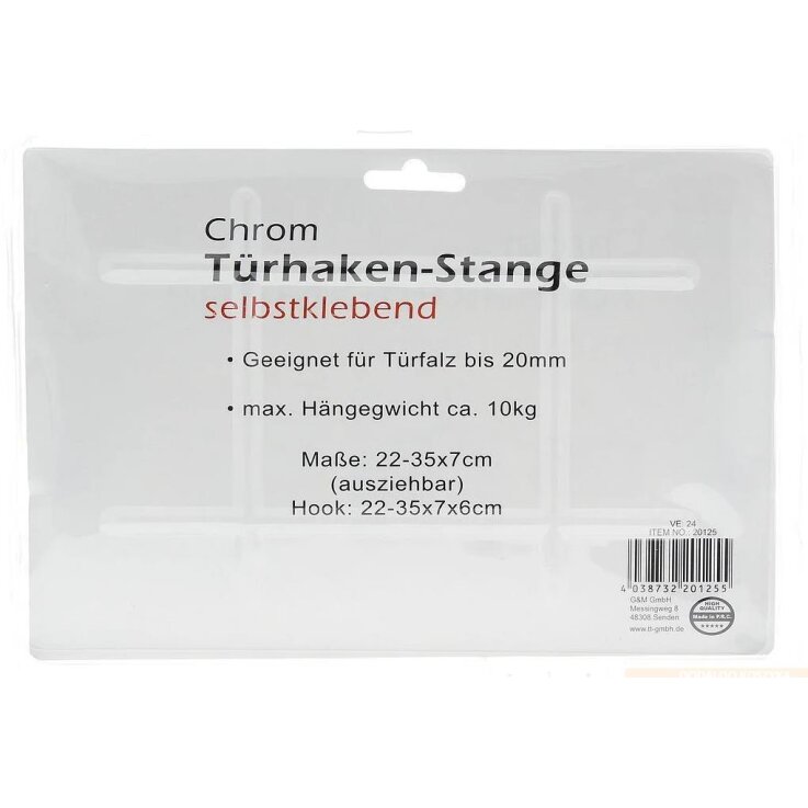 Chrom Türhaken-Stange selbstklebend