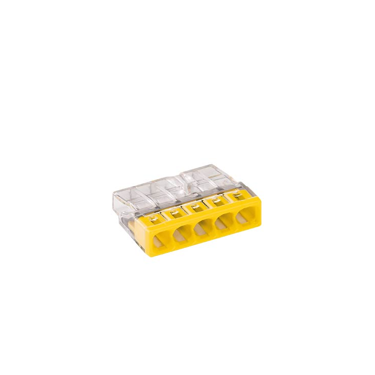 5-Leiter-Klemme, transparent/gelb 0,5-2,5mm²