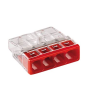 4-Leiter-Klemme, transparent/rot 0,5-2,5mm²