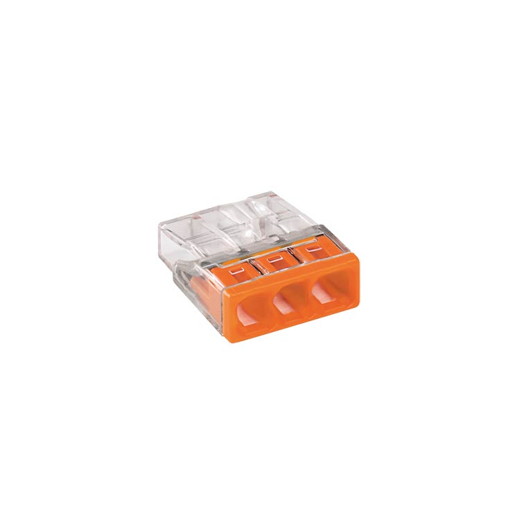 3-Leiter-Klemme, transparent/orange 0,5-2,5mm²