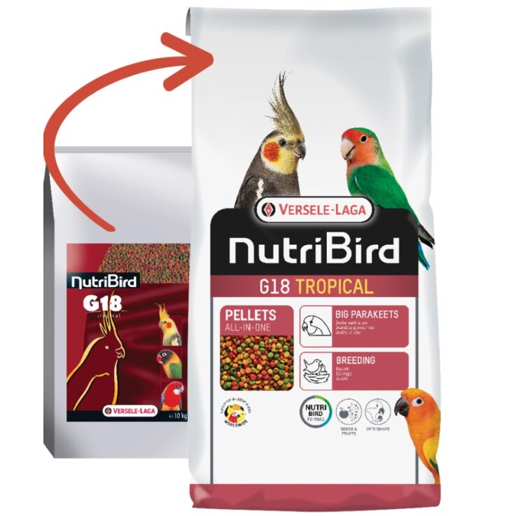 NUTRIBIRD G18  Tropical Extrudierte Pellets, für Sittiche, vielfärbig, 10 kg