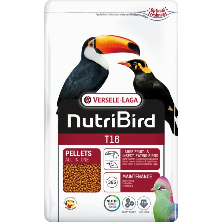 NUTRIBIRD T16 Extrudierte Pellets, für Frucht und Insektenfressende Vögel, 2 kg