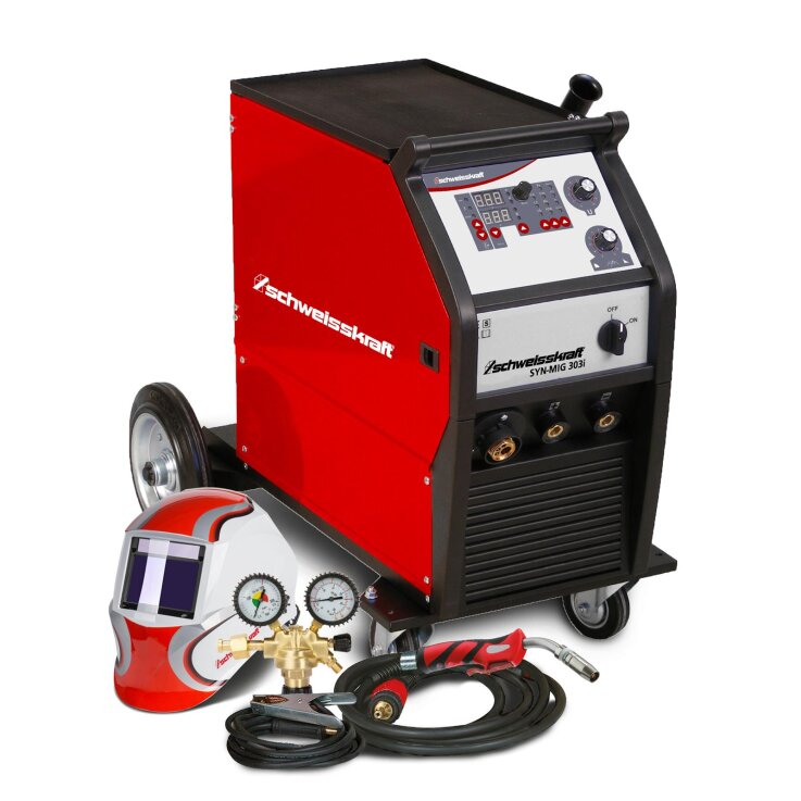 SCHWEISSKRAFT Fahrbarer MIG/MAG-Inverter SYN-MIG 303i SC Set