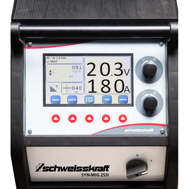 SCHWEISSKRAFT Fahrbarer MIG/MAG-Inverter SYN-MIG 253i SC digital Set