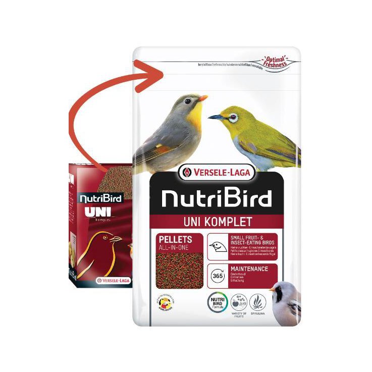 NUTRIBIRD Uni Komplet Extrudierte Pellets, für Frucht und Insektenfressende Vögel, 1 kg