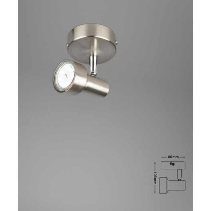 BRILONER LED SPOT WANDLEUCHTE, Ø 8 CM, 3 W, MATT-NICKEL