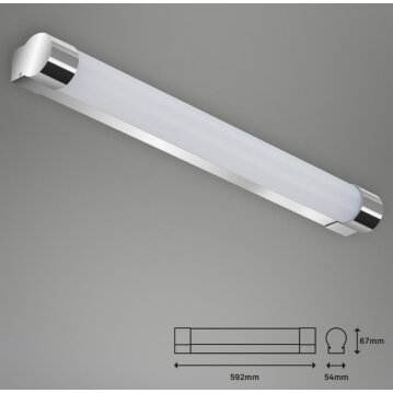 BRILONER LED Wand- und Deckenleuchte, 59,2 CM, 10 W, CHROM