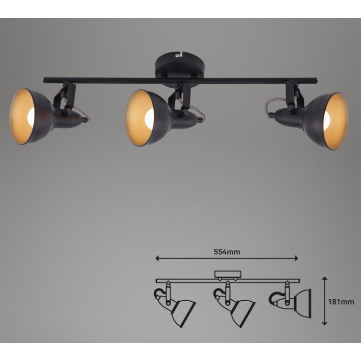 BRILO Leuchten Deckenspots3-flammig, Strahler dreh- und schwenkbar
