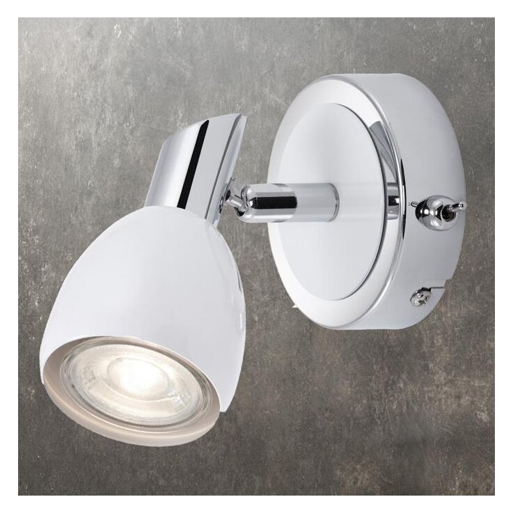 BRILONER LED Wandstrahler mit Schalter Combi, weiß Chrom inkl. GU10 LED schwenkbar
