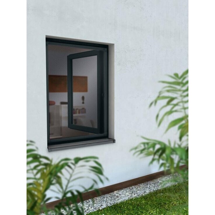 Alurahmen Fenster, Insektenschutz 100 cm x 120 cm Anthrazit