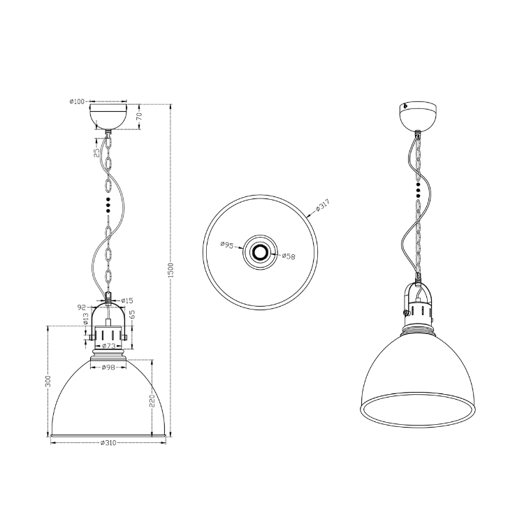 TRIO Kupferne Hängeleuchte