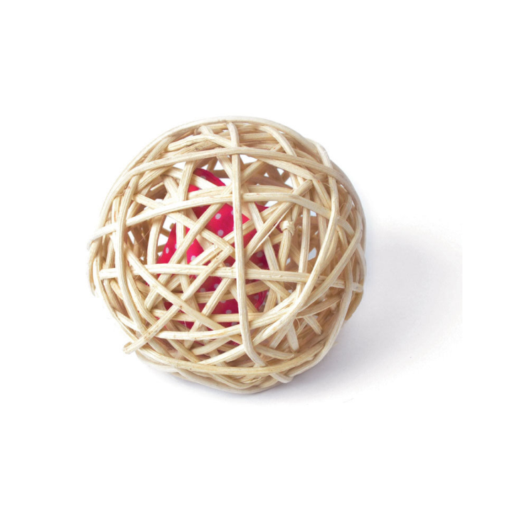 AUMÜLLER Mini Baldi-Ball  Handgeflochtener Rattanball + 2 Baldrian Spielkissen