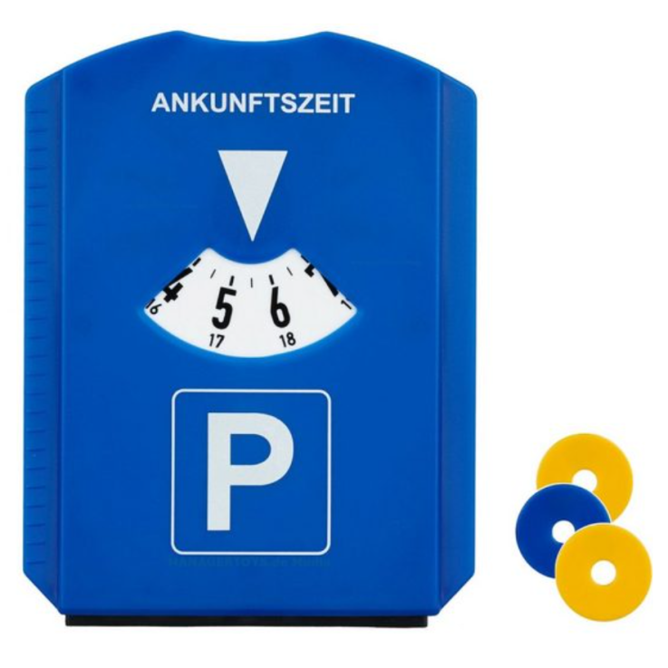 Parkuhr Auto mit Eiskratzer und 3 Einkaufswagenchip