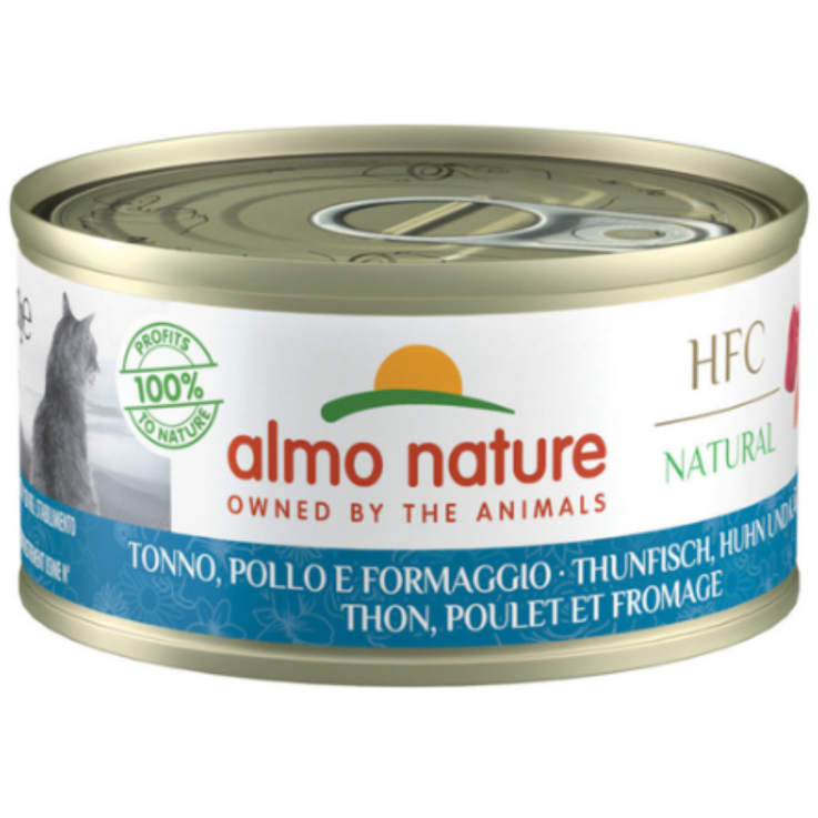 Katzen - Nassfutter ALMO NATURE HFC Natural Thunfisch mit Huhn und Käse, 70 g