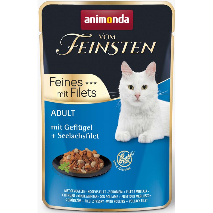 Katzen - Nassfutter ANIMONDA Vom Feinsten Filets Adult, Geflügel + Seelachs, 85 g