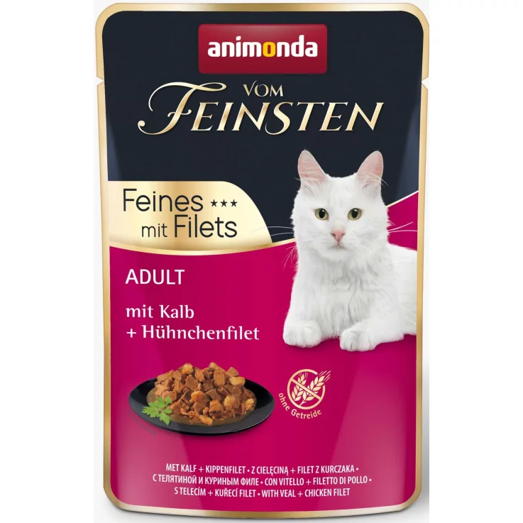 Katzen - Nassfutter ANIMONDA Vom Feinsten Filets Adult, Kalb + Hühnchenfilet, 85 g