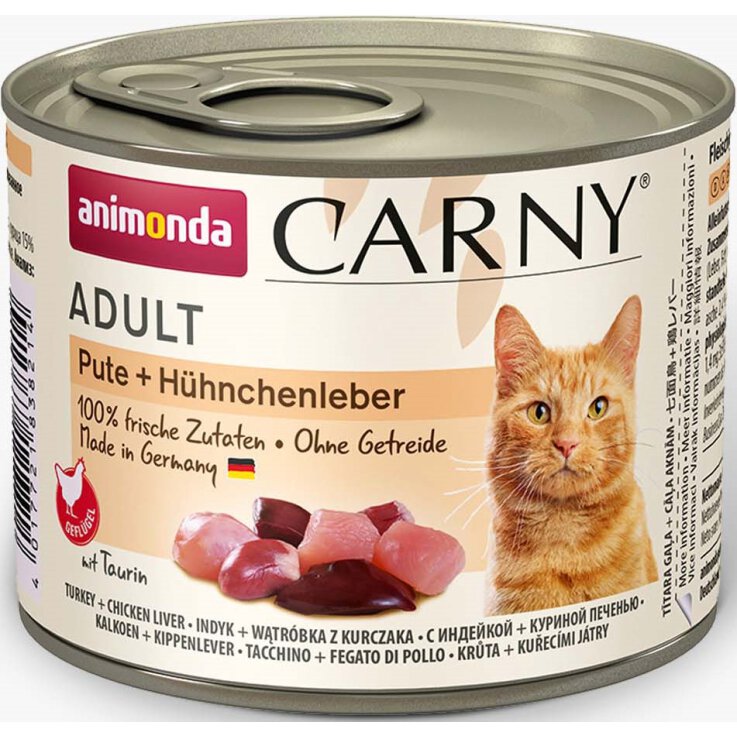 Katzen - Nassfutter ANIMONDA Carny Adult Pute + Hühnchenleber, 200 g