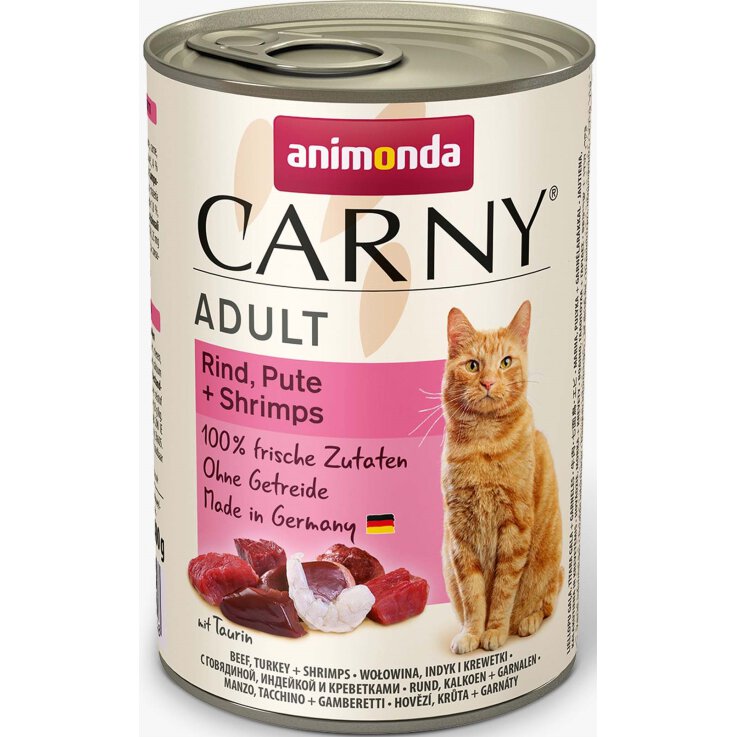 Katzen - Nassfutter ANIMONDA Carny Adult Rind + Pute + Shrimps, 400 g