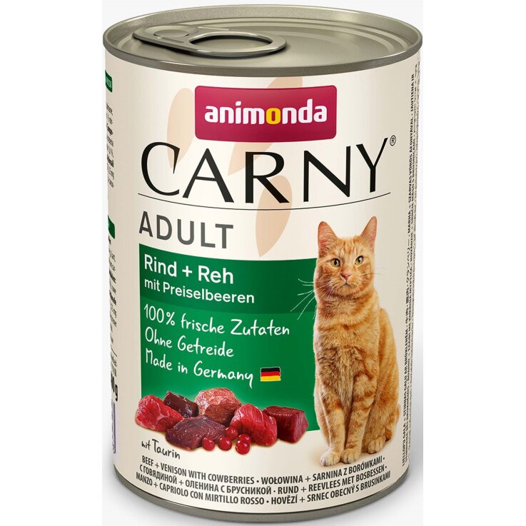 Katzen - Nassfutter ANIMONDA Carny Adult Rind + Reh + Preiselbeeren, 400 g