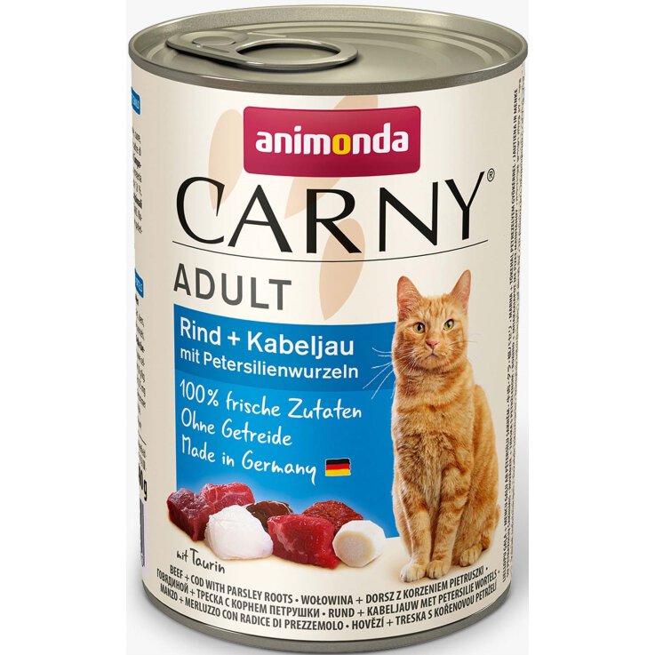 Katzen - Nassfutter ANIMONDA Carny Adult Rind + Kabeljau + Petersilie, 400 g