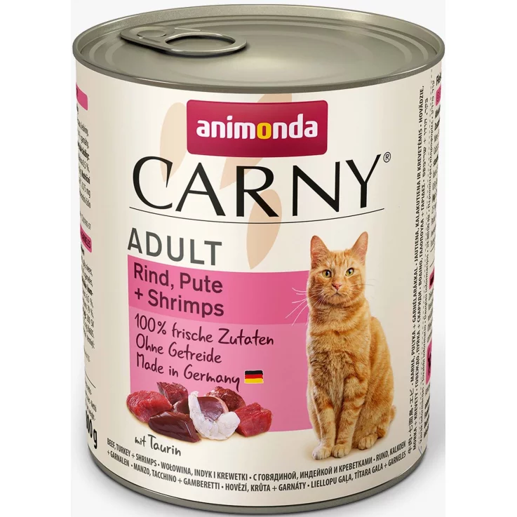 Katzen - Nassfutter ANIMONDA Carny Adult Rind + Pute + Shrimps, 800 g