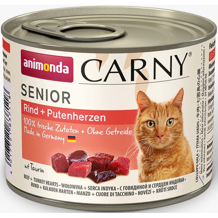 Katzen - Nassfutter ANIMONDA Carny Senior Rind + Putenherzen, 200 g