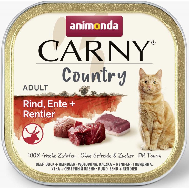 Katzen - Nassfutter ANIMONDA Carny Adult Country Rind + Ente + Rentier, 100 g
