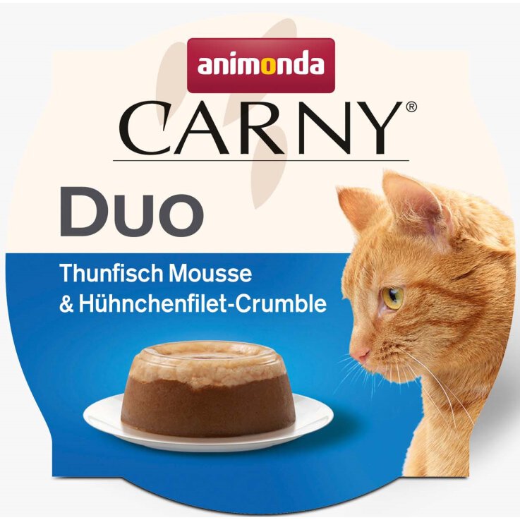 Katzen - Nassfutter ANIMONDA Carny Adult Duo Thunfisch Mousse + Hühnchenfilet, 70 g