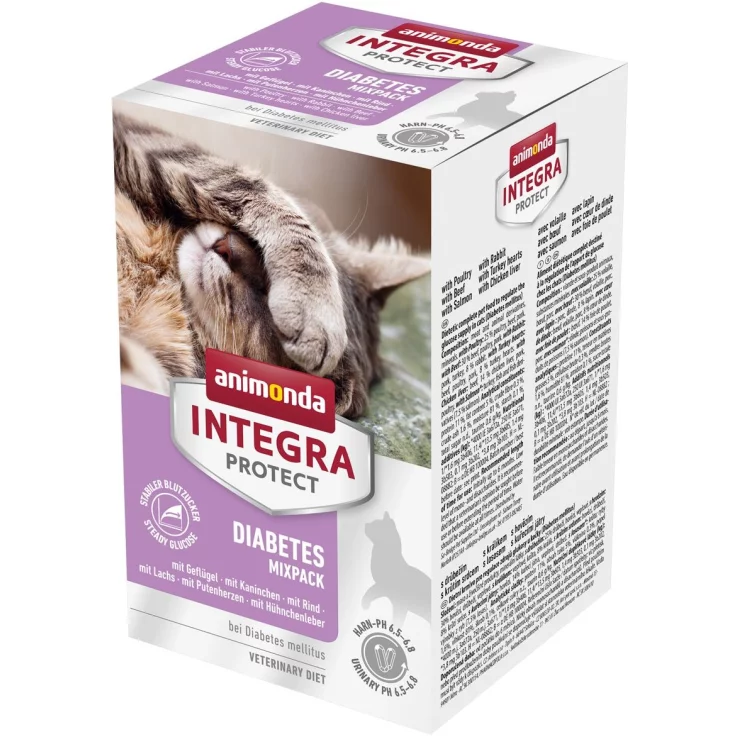 Katzen - Nassfutter ANIMONDA Integra Protect Diabetes - Mixpack, 6 x 100 g